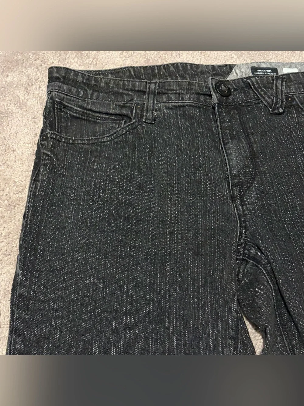 Volcom Solver Modern Straight Black Jeans Men’s Size 34x30 True To This